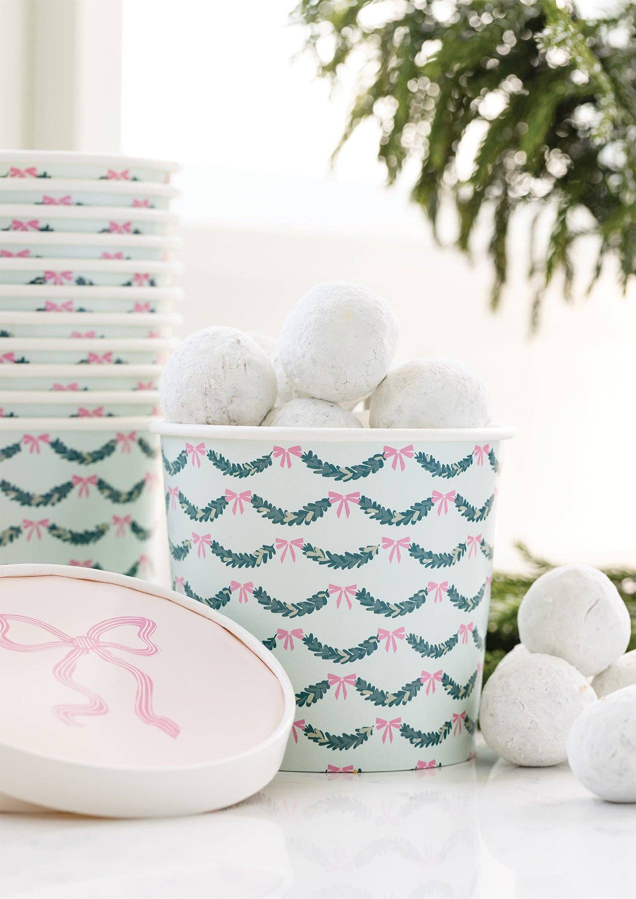 My Mind’s Eye – Engroshandel Engangsbæger – PLFC505 - Lyserøde Skåle med Sløjfe til Takeaway Godter1