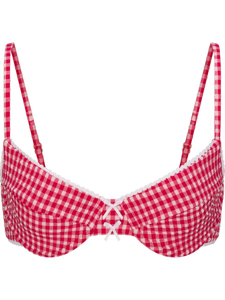 Sanori - Wholesale Swim Top - Women's - Red Gingham Deia Top1