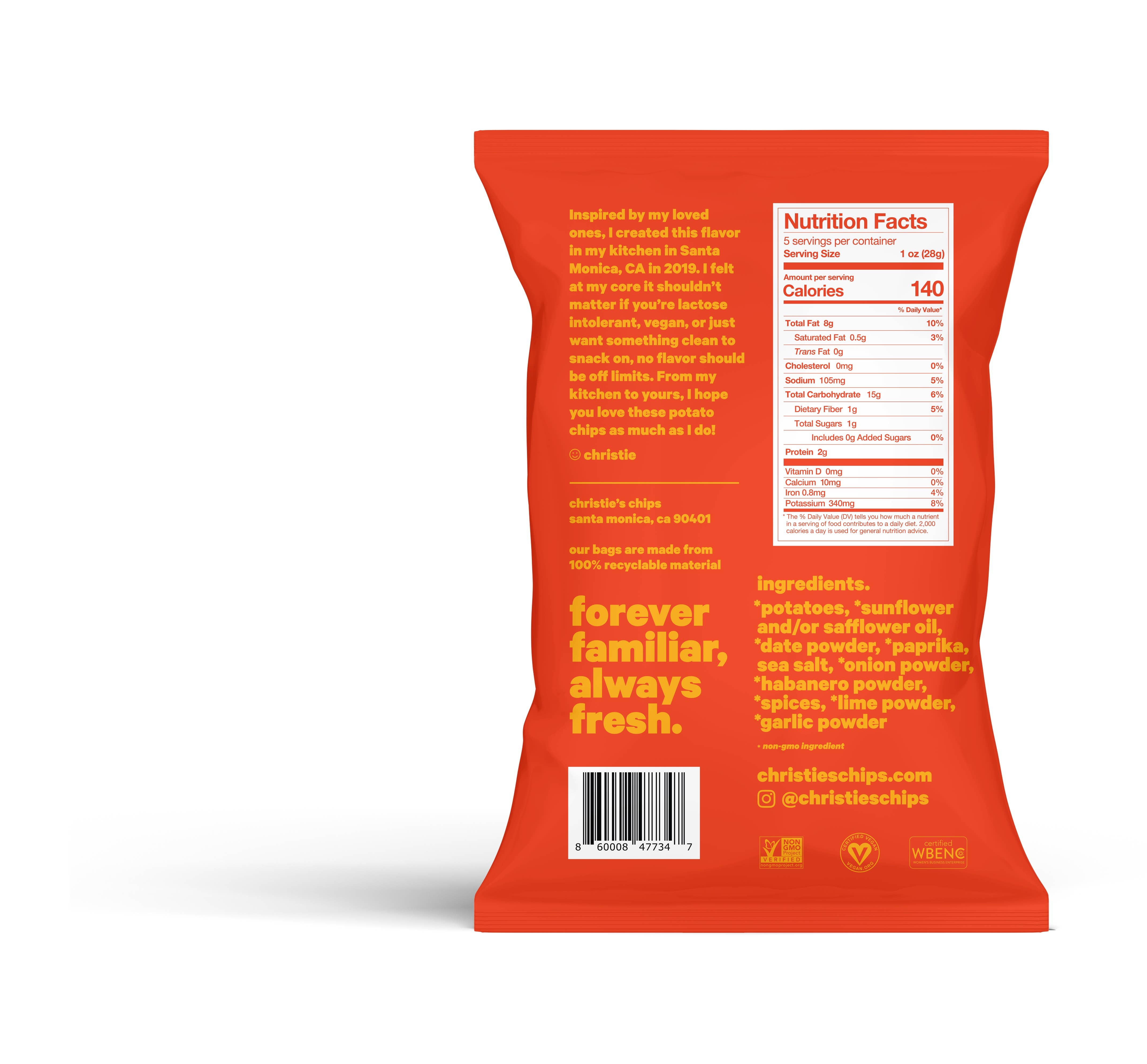 Christie's – Engroshandel Chips – Christie's Søde & Krydrede Habanero Kartoffelchips Snackpose1