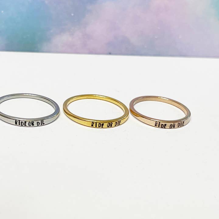 Team Neville - Wholesale Band/Stacked Ring - Ride Or Die BFF Best Friend Ring Set / Stainless Steel Silver, Gold Or Rose Gold, Best Friend Gift, Teen Girl Gift, Besties Ring Set3