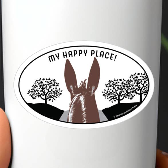 Autocolante de Cavalo de 3" para Copo / Mula de Lugar Feliz / À PROVA DE ÁGUA por atacado de Horse Hollow Press