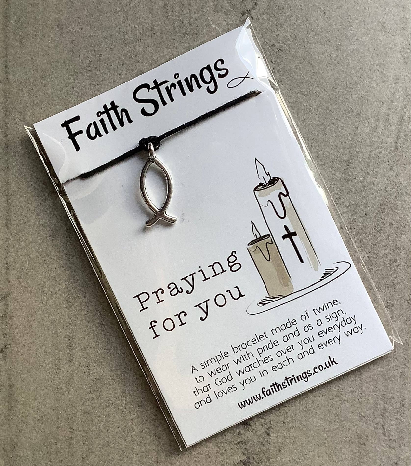 Faithstrings - Wholesale Charm/Dangle Bracelet - Pray Christian Gift Faith String Wish Cord Bracelet Fish1