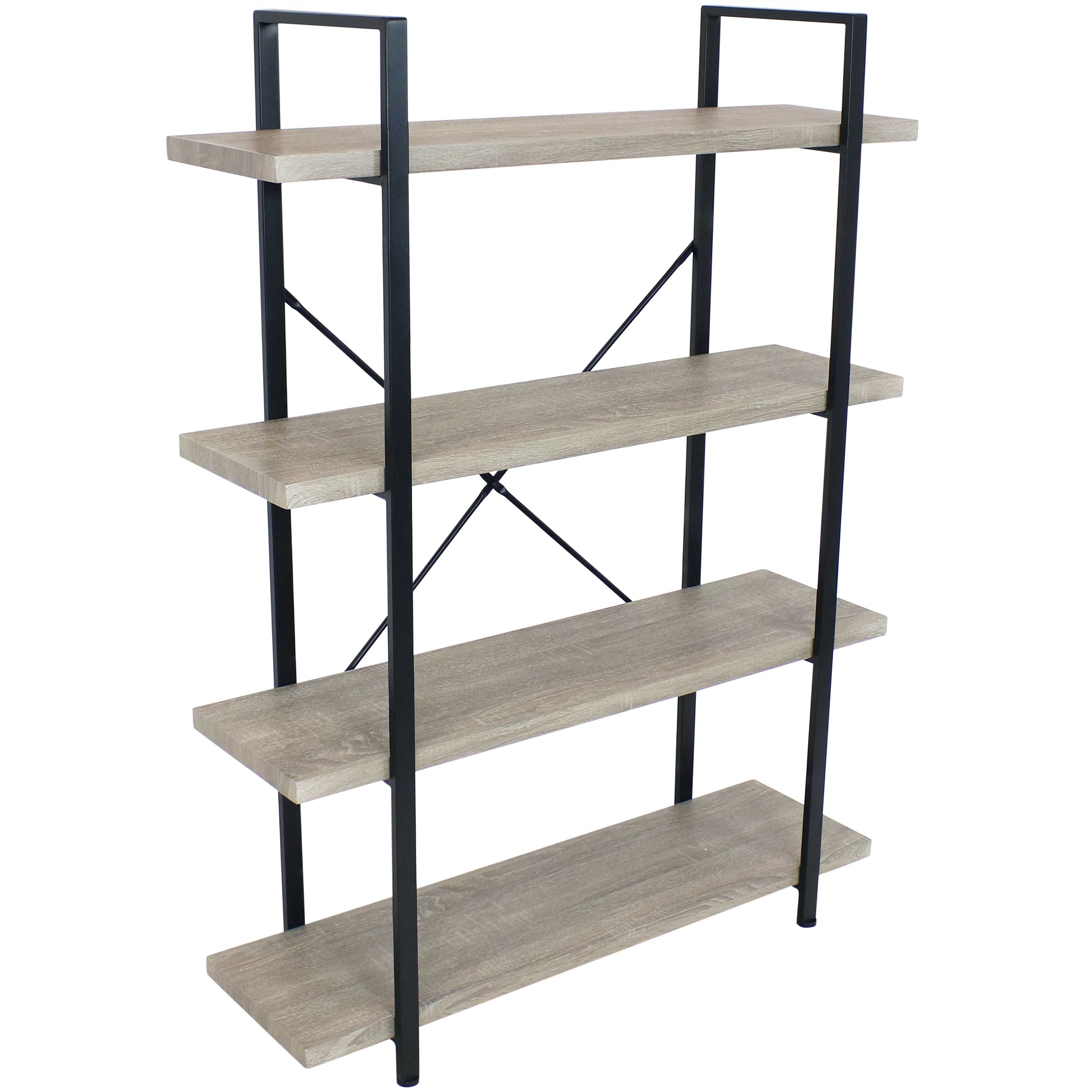 Sunnydaze Decor - Wholesale Bookcase - 4-Tier Industrial Open-Shelf Bookshelf - Oak Gray1