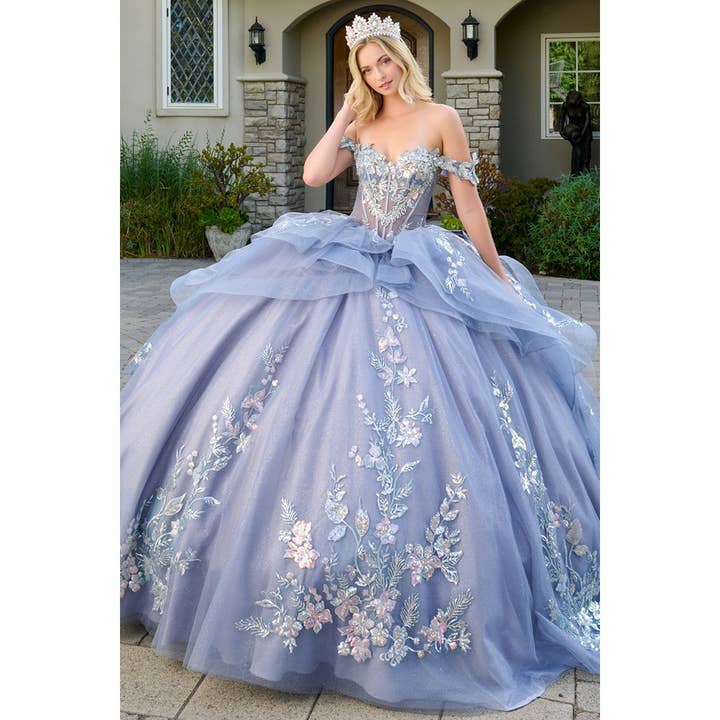 Robe de bal en tulle illusion avec appliqué papillon pour la vente par Babyfox Apparel