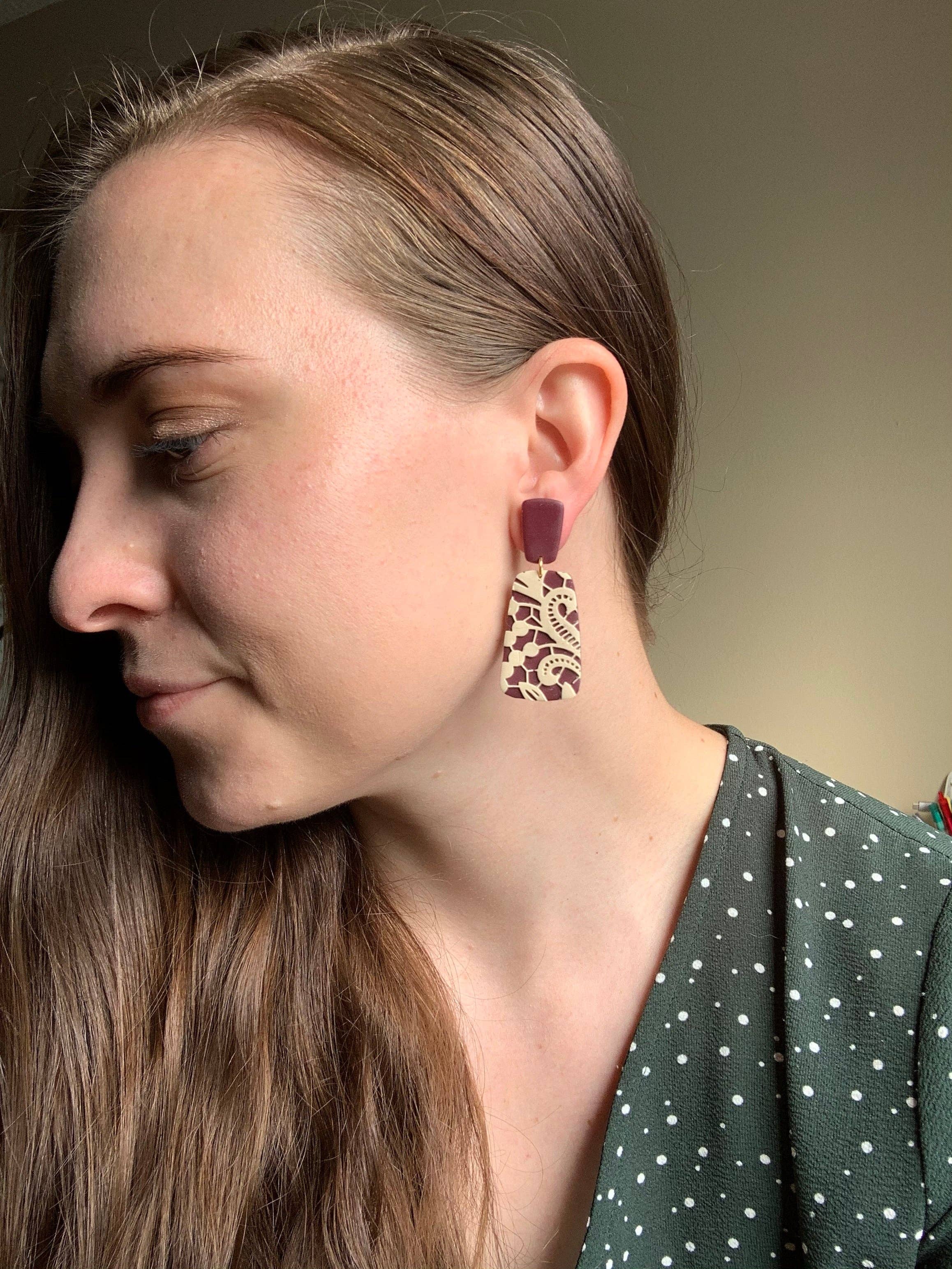 Clay By Denae - Wholesale Dangle Earrings - Aubree Earring Black Lace1