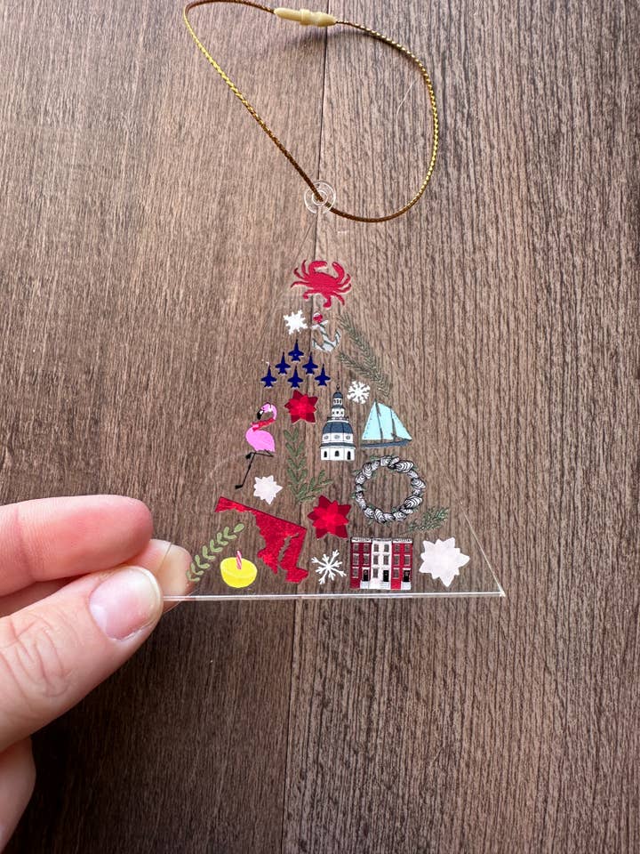 Maryland Christmas Tree Double Sided Acrylic Ornament for wholesale by the letters mdn