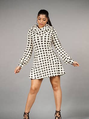 Poncho Dress in Checkers for wholesale by Wassa Wear Boutique
