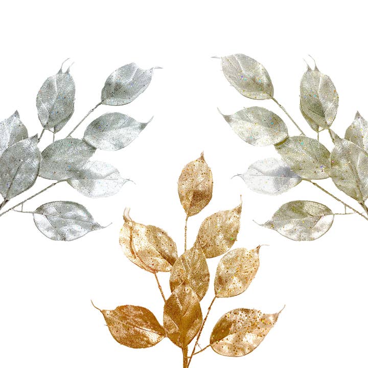 Jacobson - Wholesale Christmas Decoration - 23"L Lemon Leaf Spray with Glitter3