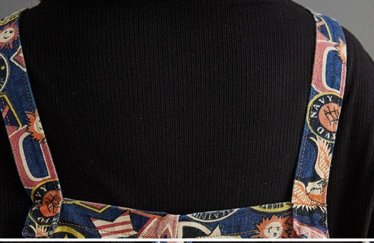 Blå Sommerprintede jeansshorts med stropper til kvinder for engroshandel på Faire6