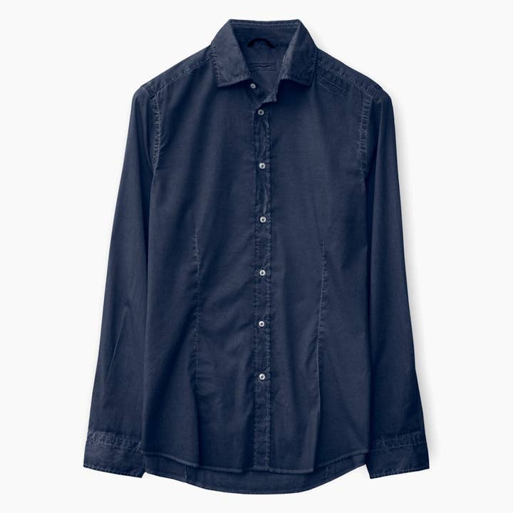Slim-fit Stretch Poplin Shirt - Navy for wholesale by Ploumanac’h