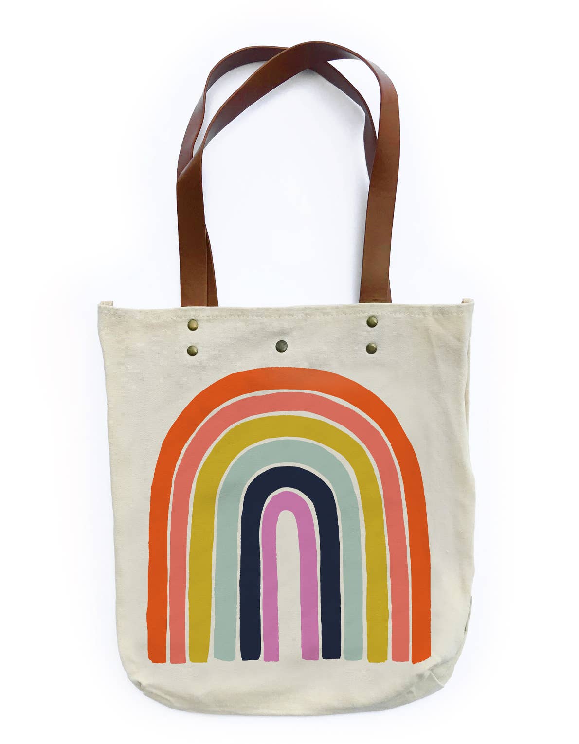 Idlewild Co. - Wholesale Tote Bag - Women's - Rainbow Canvas Tote Bag with Vegan Leather Handles3