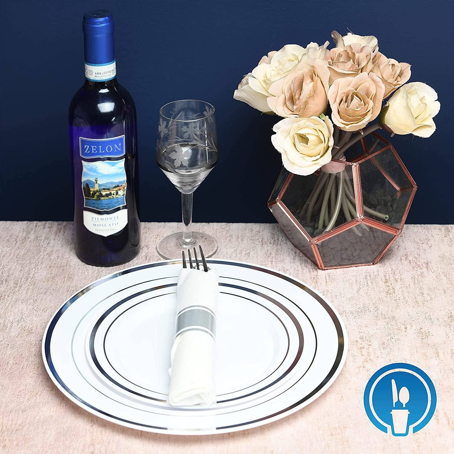 singleware - Wholesale Disposable Servingware Set - Elegant Plastic Silverware Set | 25 Each Heavyweight Disposable Forks, Knives & Spoons Beautifully Presented In Pre Rolled Party Napkins Premium Single Use Cutlery For Formal & Casual Events | Silver1