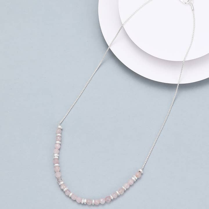 Pink Semi-precious Stones Floating Necklace N602820S/G for wholesale by Gracee Jewellery