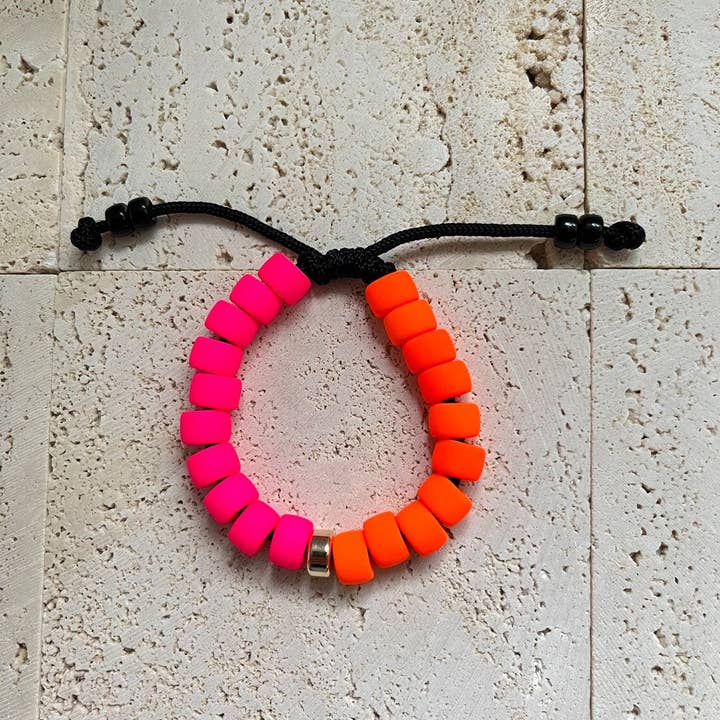 Coolio, Neon Glow 50/50 Glasponpärla, LB x Henry Reese Armband med 14k Guld Rondell för wholesale av LB Beadz