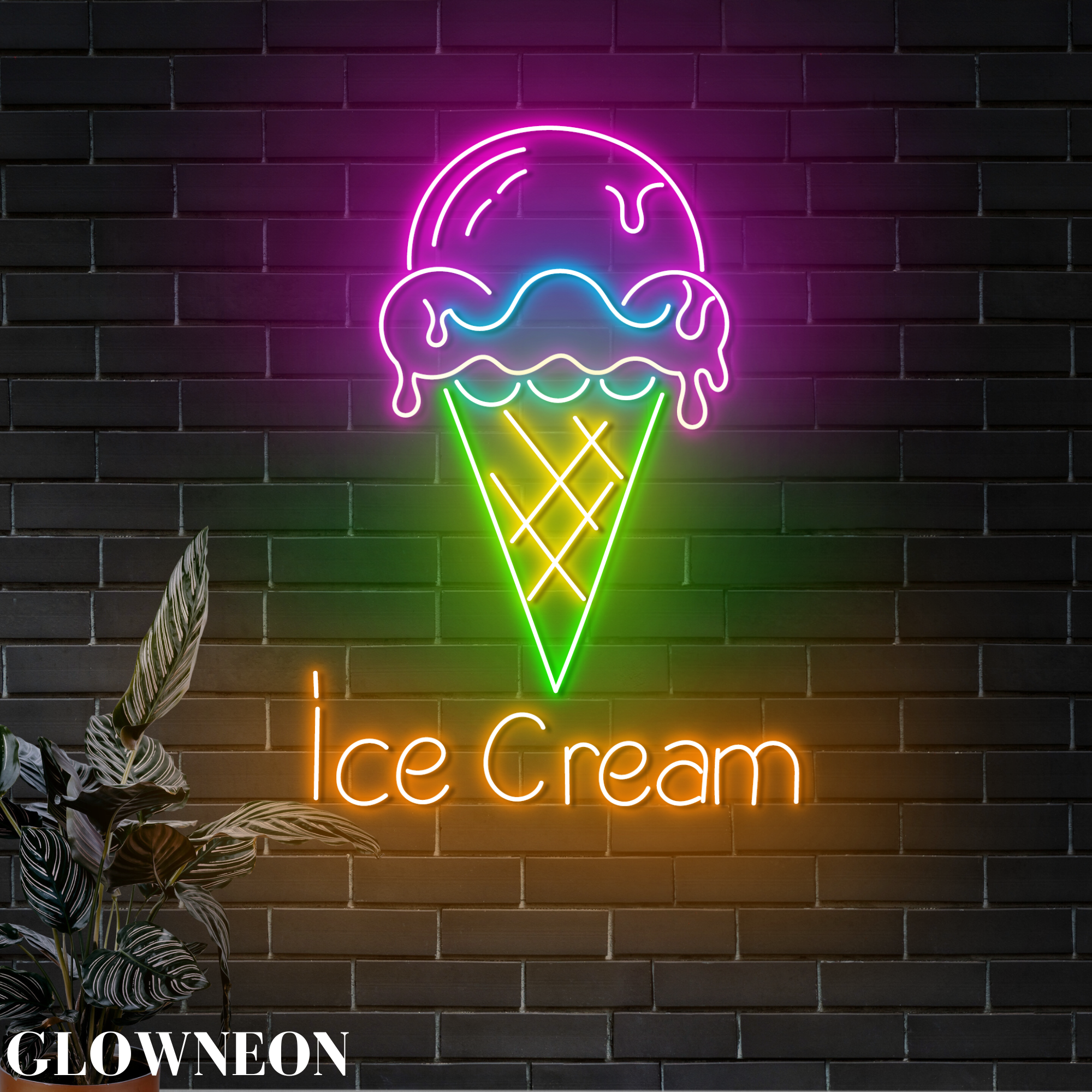 Glow Neon - Venta al por mayor Letrero de neón - Decoración de pared de helado, decoración de pared de neón para heladería y pastelería0