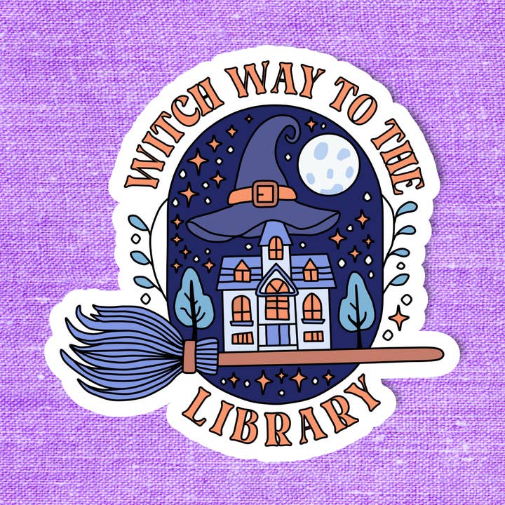 Halloween sticker, Bookish sticker, Witch sticker, Library for wholesale by Radical Buttons