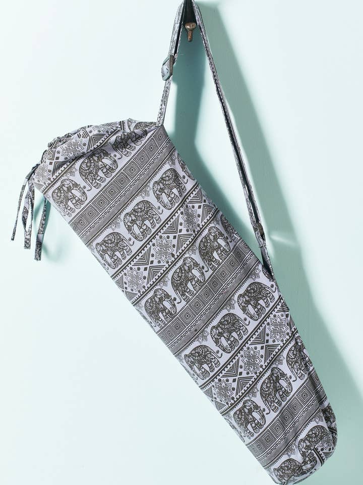 Elephant Design Cotton Yoga Mat Bag for wholesale by Namaste