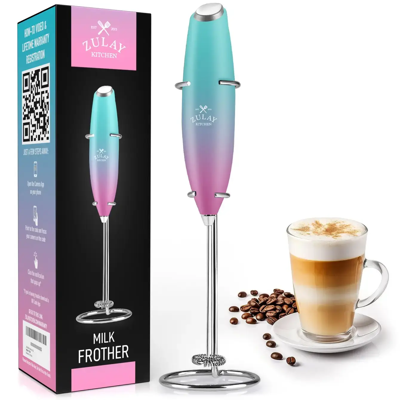 Zulay Kitchen - Wholesale Kitchen Tool/Gadget - Powerful Handheld Milk Frother with Stand20
