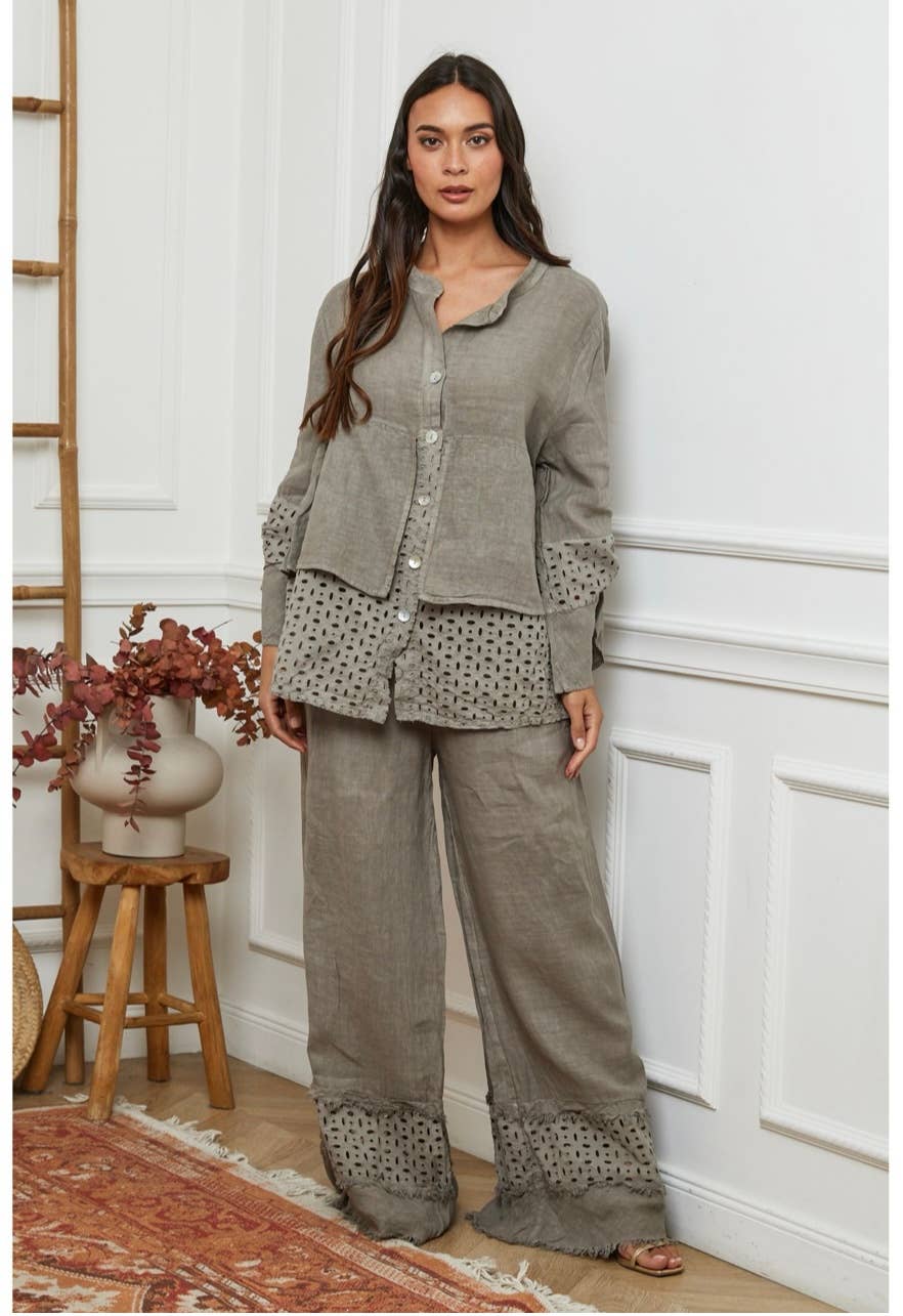 LÉA & LUC – Großhandel Hemd mit Button-down-Kragen – Damen – Hemd aus 100% Leinen REF. 1198610