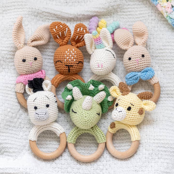 Wonderjoys Baby Co - Wholesale Handheld Rattle - Baby - Animal Hand Crochet Rattles - Classic Collection