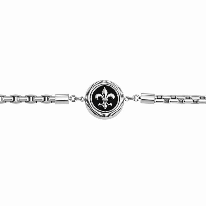 Men's Chain Bracelet Fleur-de-Lis Steel and Enamel for wholesale by TALISMAN JEWELLERY (D&Fidanverdi, S.L.)