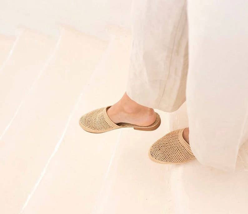 craftberber – sandálias - Mulher por atacado – Sandálias de ráfia feitas à mão no Marrocos, sapatos boho de ráfia2