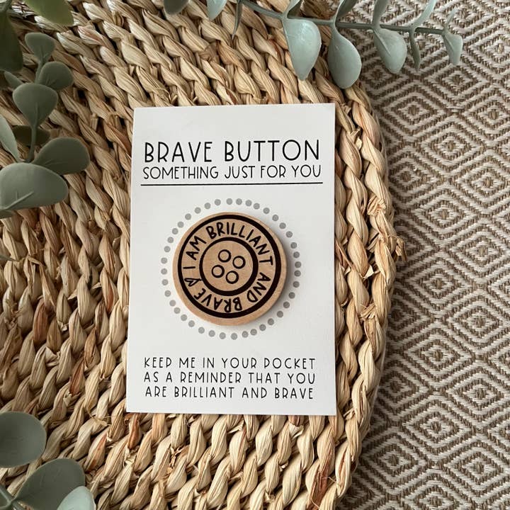 Handmade by Hammero - Wholesale Keepsake Coin/Token - Pocket Hug, Brave Button, and Smile - Wood Engraved Token