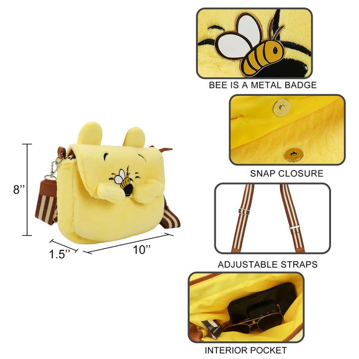 Bioworld Merchandising - Wholesale Crossbody Bag - Unisex - Disney Winnie The Pooh Plush Crossbody4