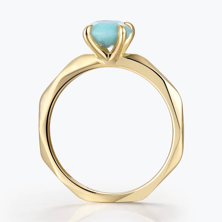 Dissoo® guld runde mangesidet Amazonite forlovelsesring for engroshandel hos Dissoo