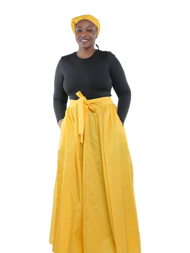 Saia comprida casual de verão mostarda para mulheres africanas por atacado de Satsuma Wholesale