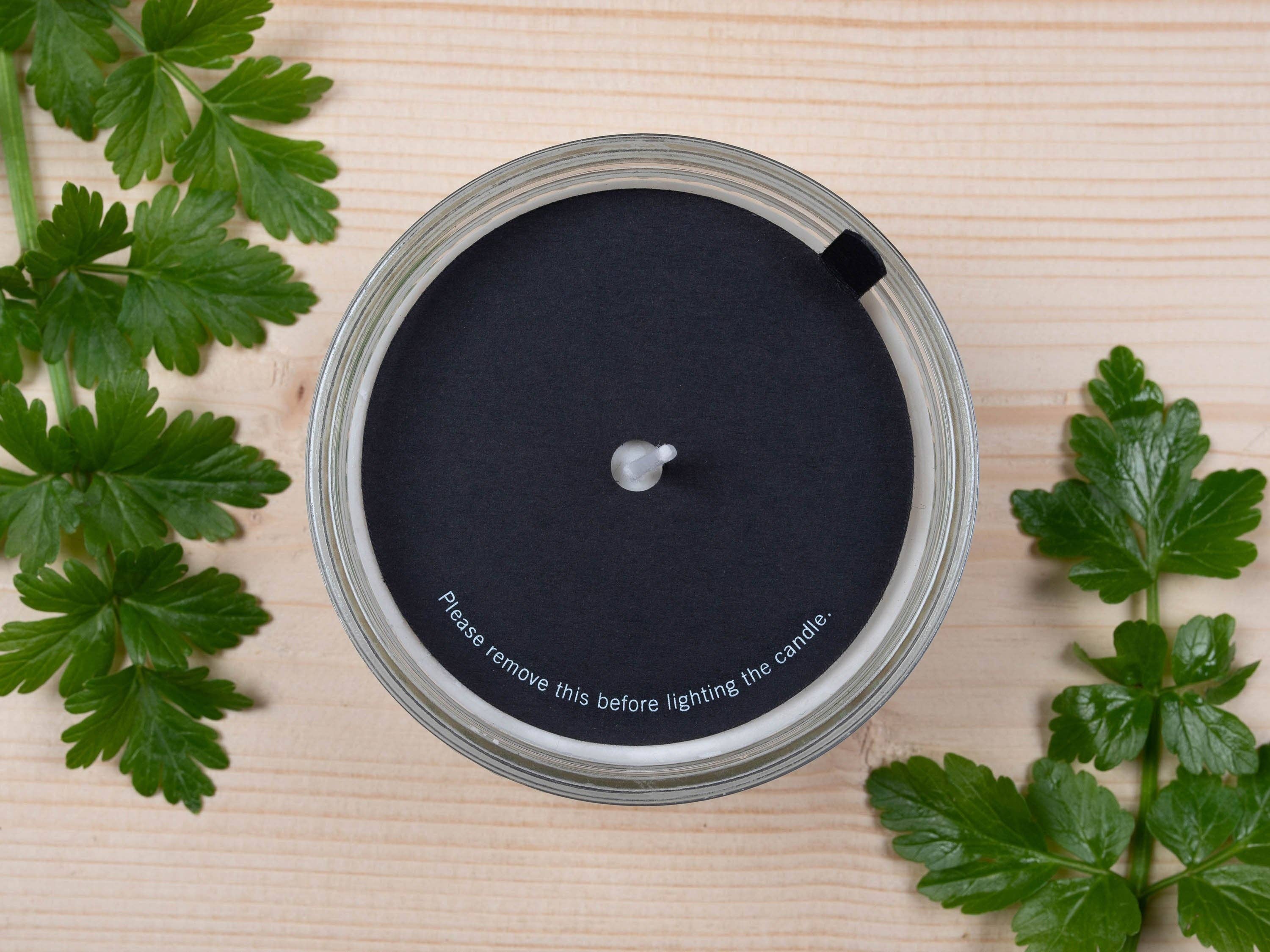 Fernery Designs – wholesale Jar/filled candle – Black Candle Dust Covers "Please remove this before lighting the candle" for cotton wick1