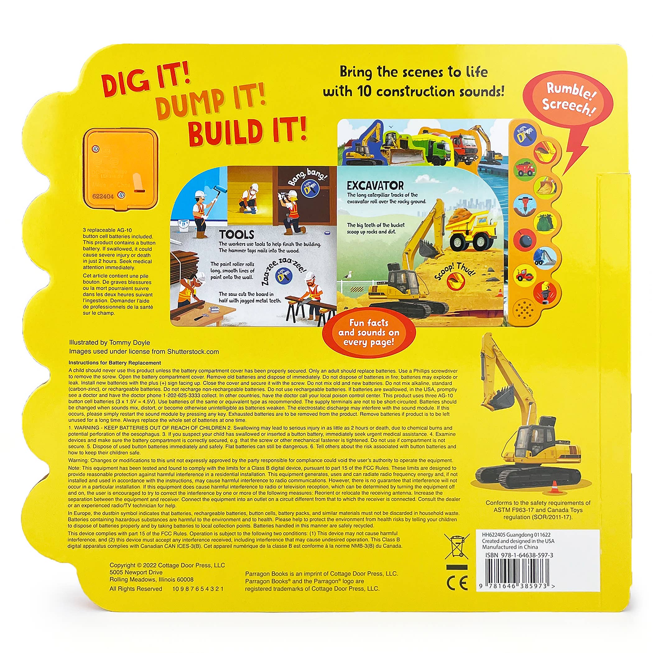 Cottage Door Press - Wholesale Preschool Book (3-5) - Dig It! Dump It! Build It! Construction 10-ButtonSound Book4