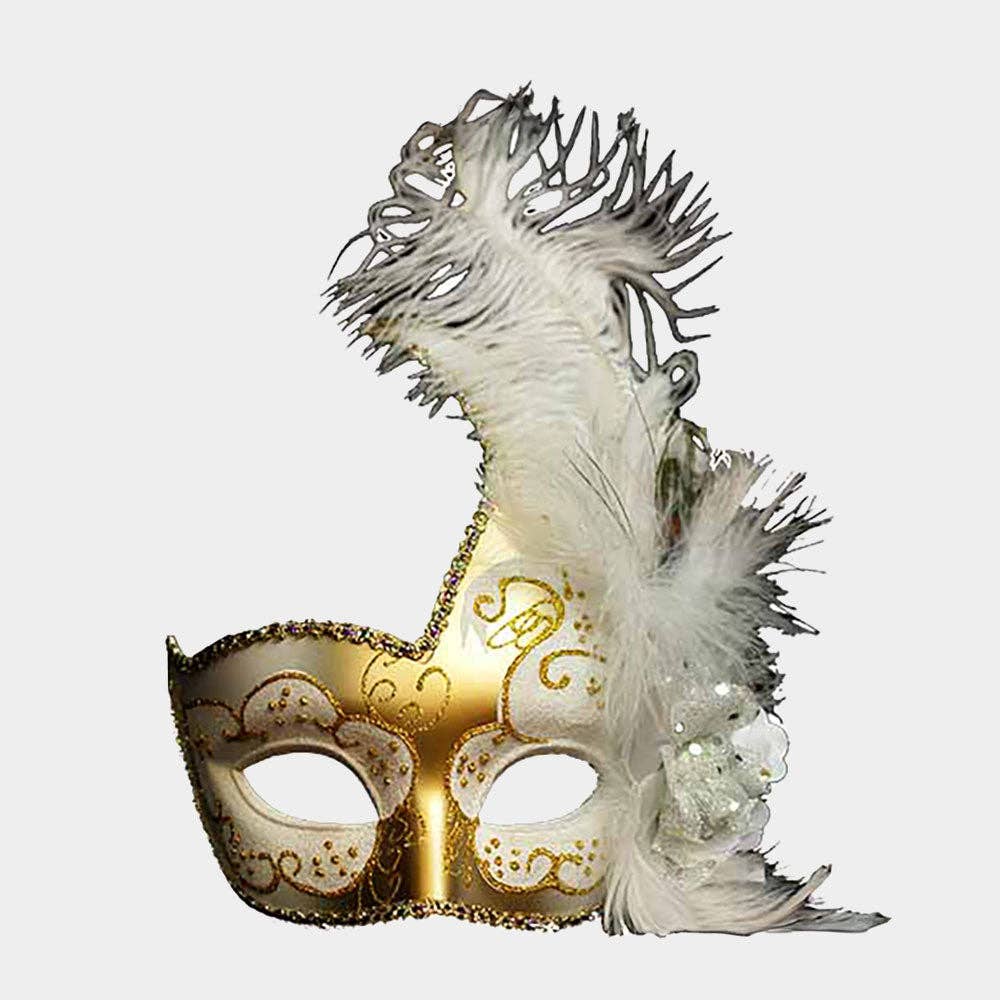 Madeline Love - Wholesale Costume – Women's - Feather Rhinestone Accent Venetian Masquerade Party Mask3
