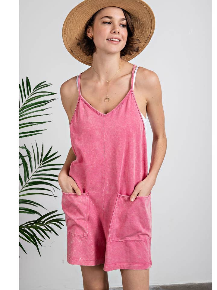 MINERAL WASHED COTTON POLY ROMPER for wholesale by Rae Mode