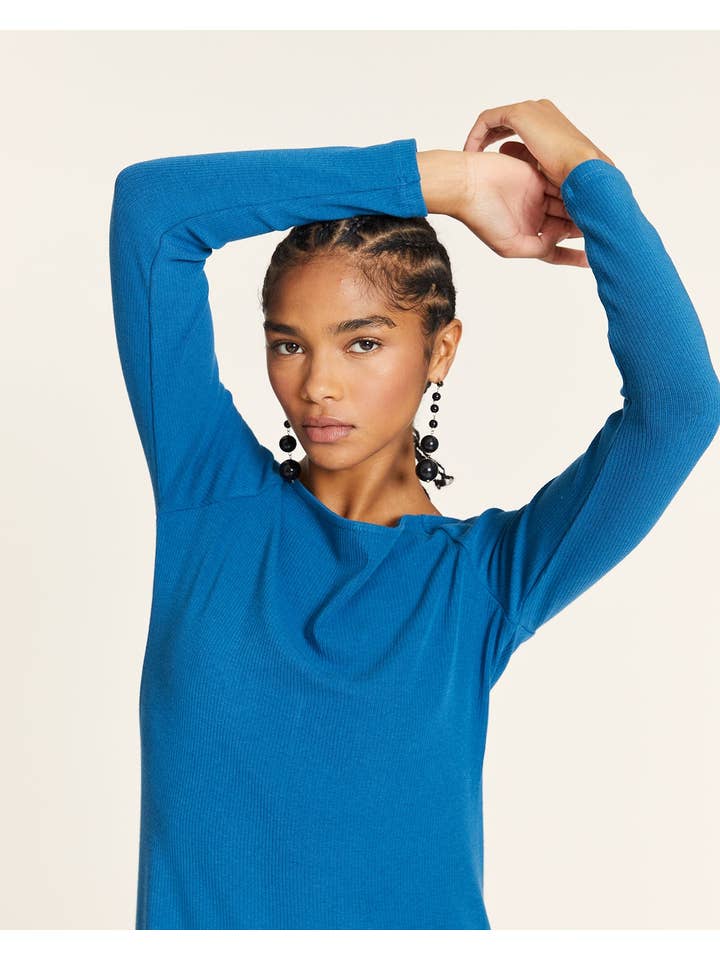 Pepaloves - Wholesale Dress - Women's - VESTIDO CANALÉ CUELLO BARCA AZUL3