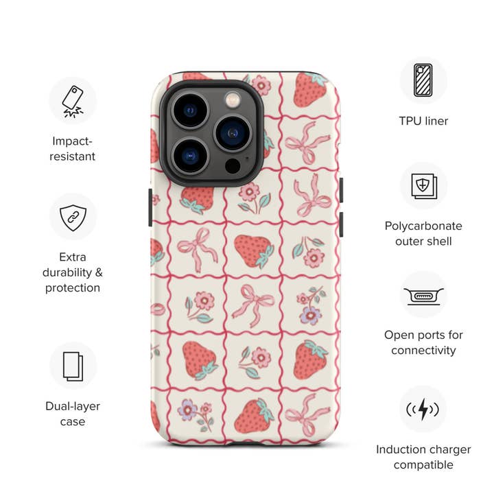 CrescentCatCo - Wholesale Phone Case - Women's - Coquette Girly Strawberry and Bow iPhone Case20
