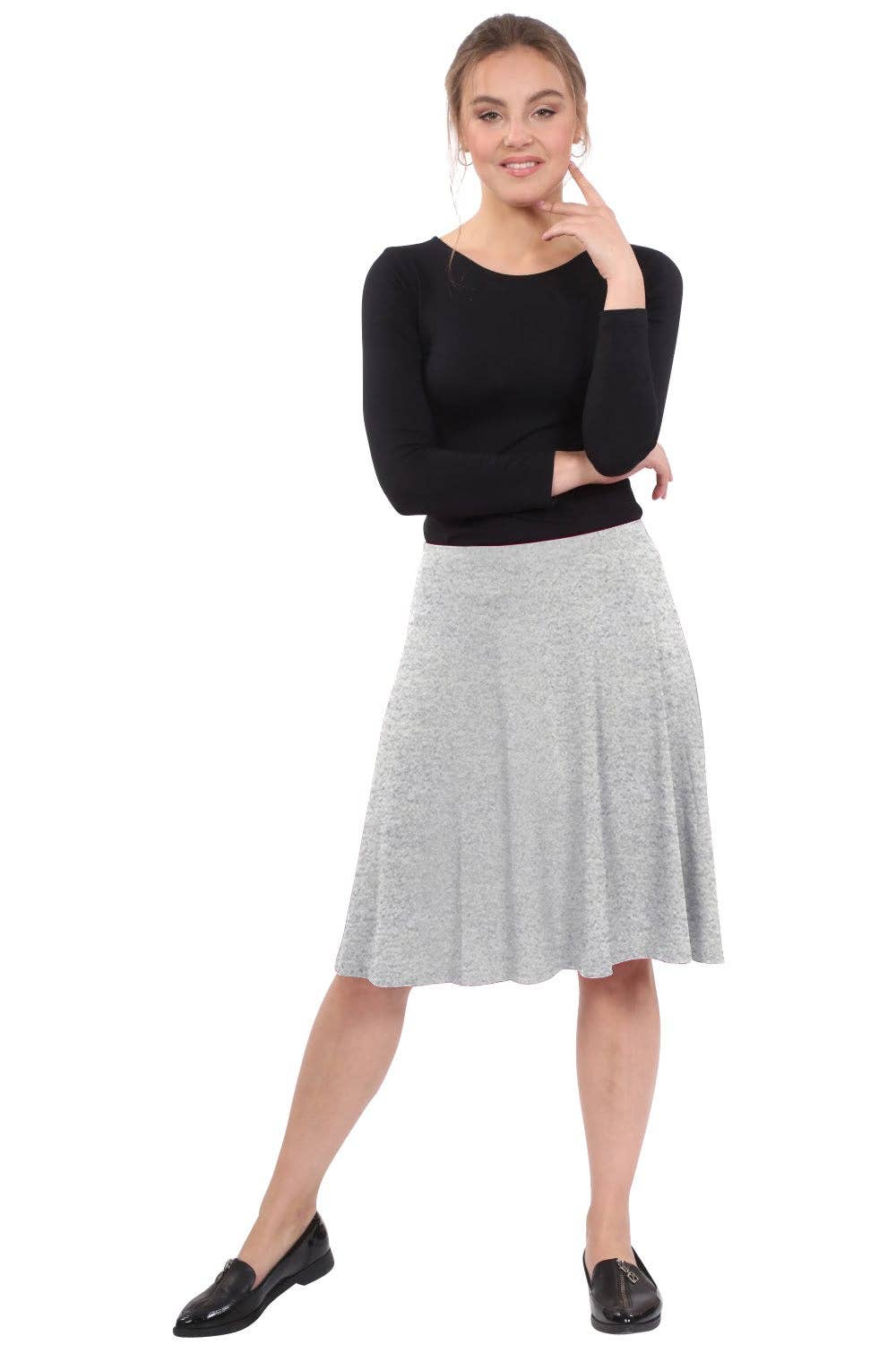 Kosher Casual - Wholesale Skirt - Women's - Knee Length Skater Skirt with Full A-line Cut for Women14