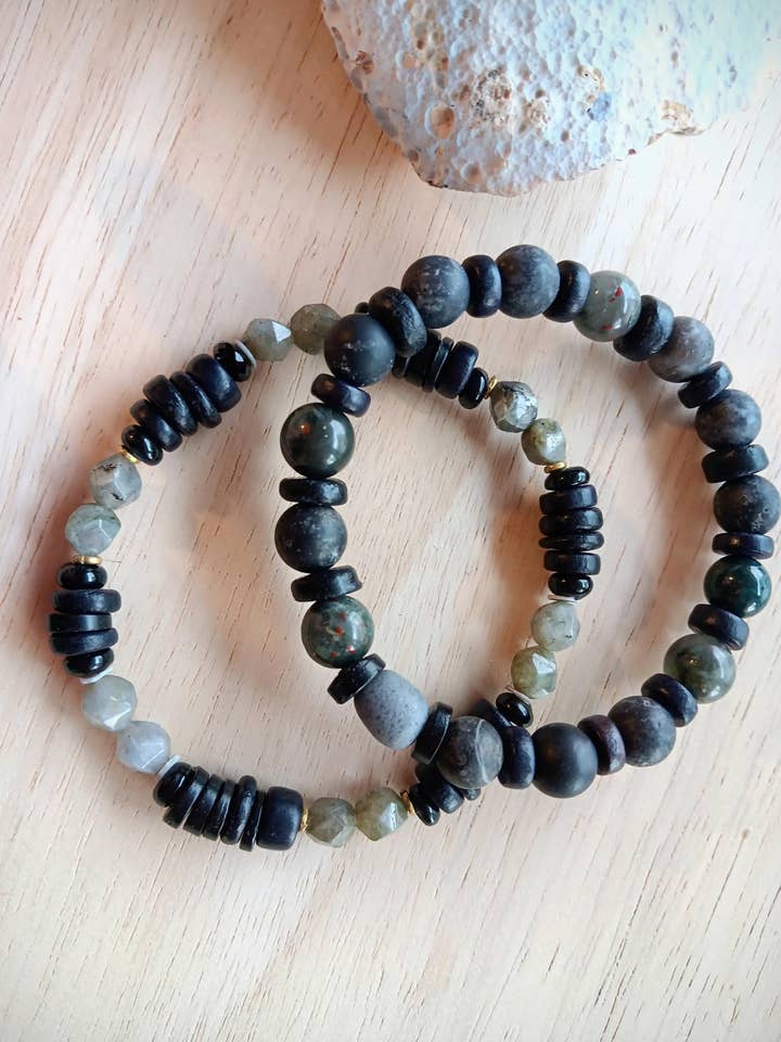 No Evidence Men's Stack Bracelets | Labradorite & More for wholesale by HavSolStudio