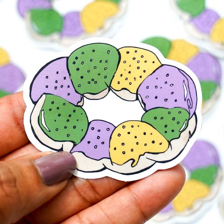 Mardi Gras King Cake Sticker for wholesale by Statement Goods