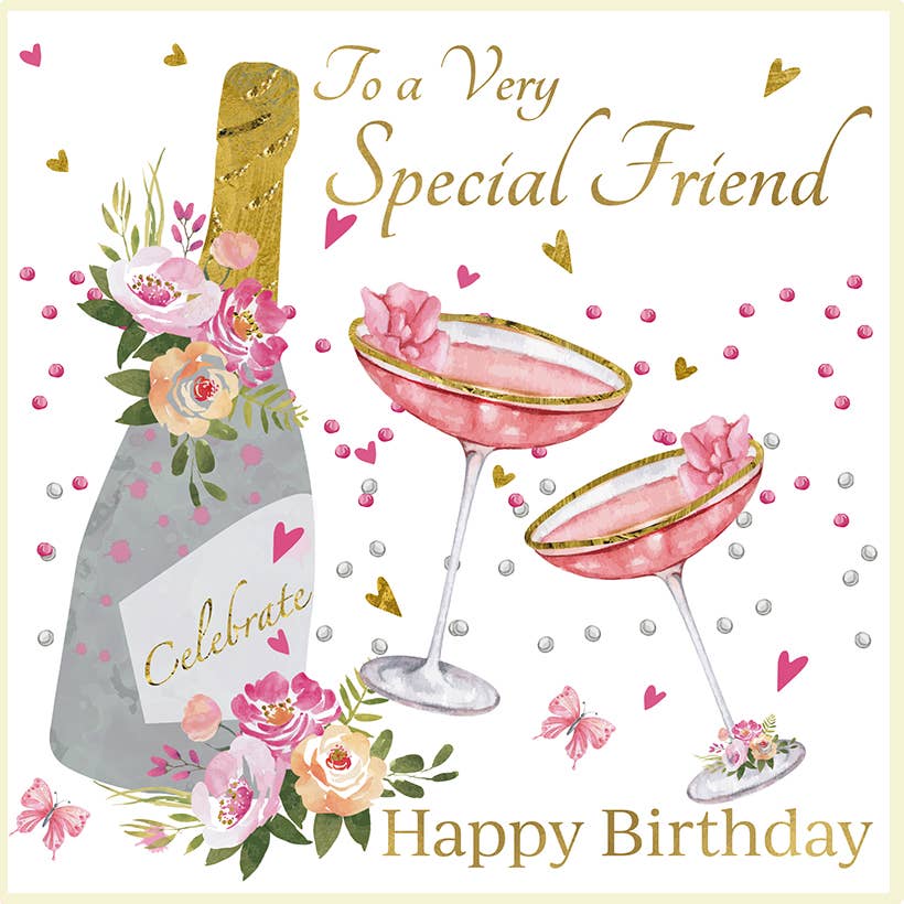 Rush Design Ltd – wholesale Birthday card – Party Pop Happy Birthday - Champers Friend0