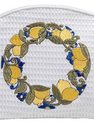 Cosmetic Bag (Large), Lemon Wreath (Yellow) for wholesale by Jacaranda Living