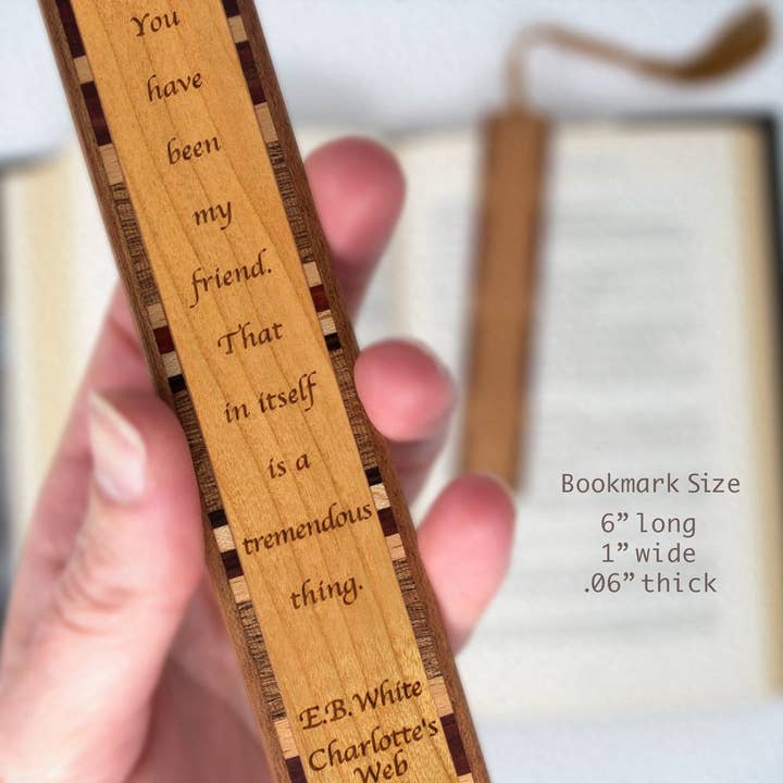 Mitercraft – Großhandel Lesezeichen – Holz-Lesezeichen mit Gravur Charlotte's Web Quote