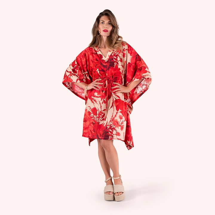 *SS26* Beach Cover Up - Rouge Blooms for wholesale by Powder Design inc - US