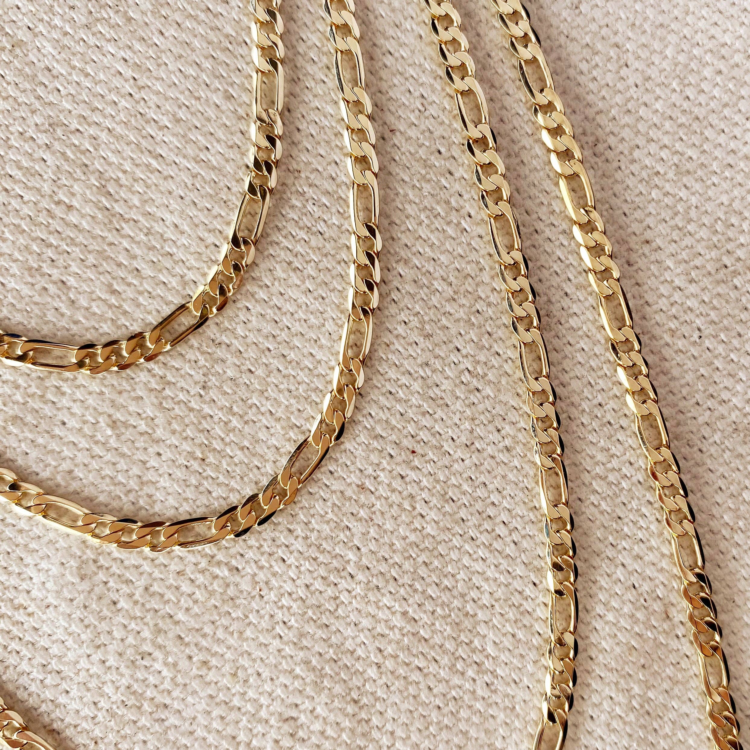 GoldFi - Wholesale Link & Chain Necklace - 18k Gold Filled 2.5mm Flat Figaro Chain0
