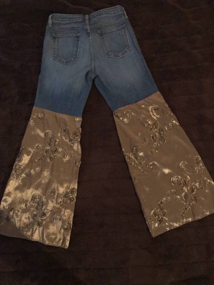 Luxury Jeans in Olive Bronze Hue Satin Like Sheen for wholesale by Wild Horse Clothier