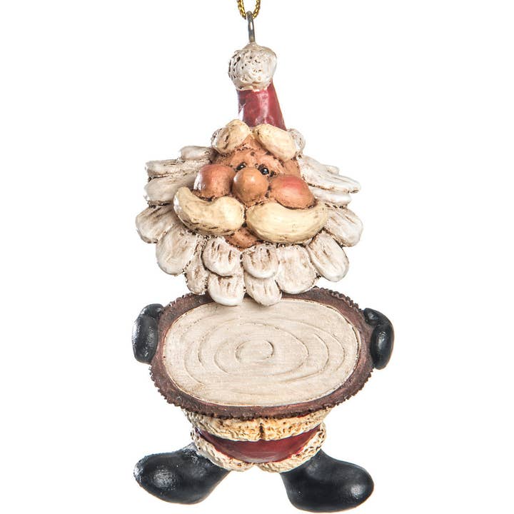 Bac 085 Santa w/Sign Ornament for wholesale by J Devlin Glass Art & Bert Anderson Collection