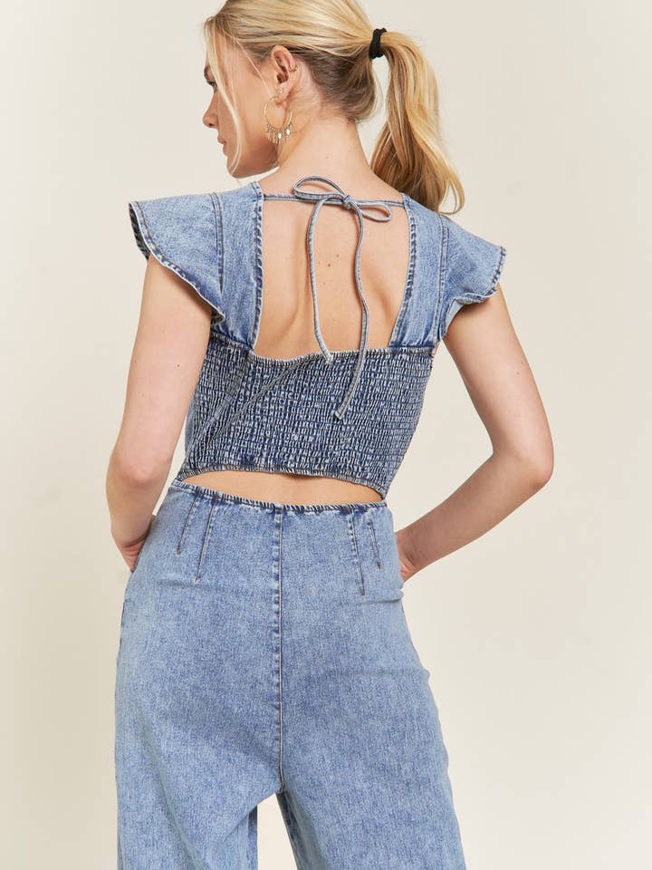 DENIM TUTA IN DENIM INCRESPATO JJS5035 in vendita all'ingrosso su Faire6