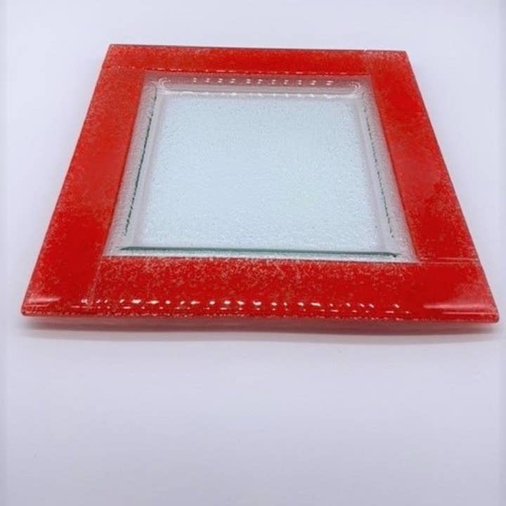 TUART GLASSWARE - Vente Assiette - Assiette en verre carrée. Assiette en verre coloré. Pla en verre recyclé3