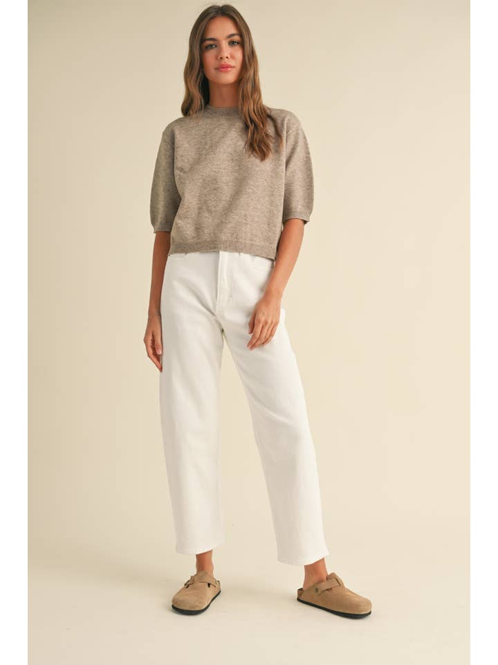 MIOU MUSE - Wholesale Knit Sweater - Women's - T3675 SHORT SLEEVE SWEATER TOP