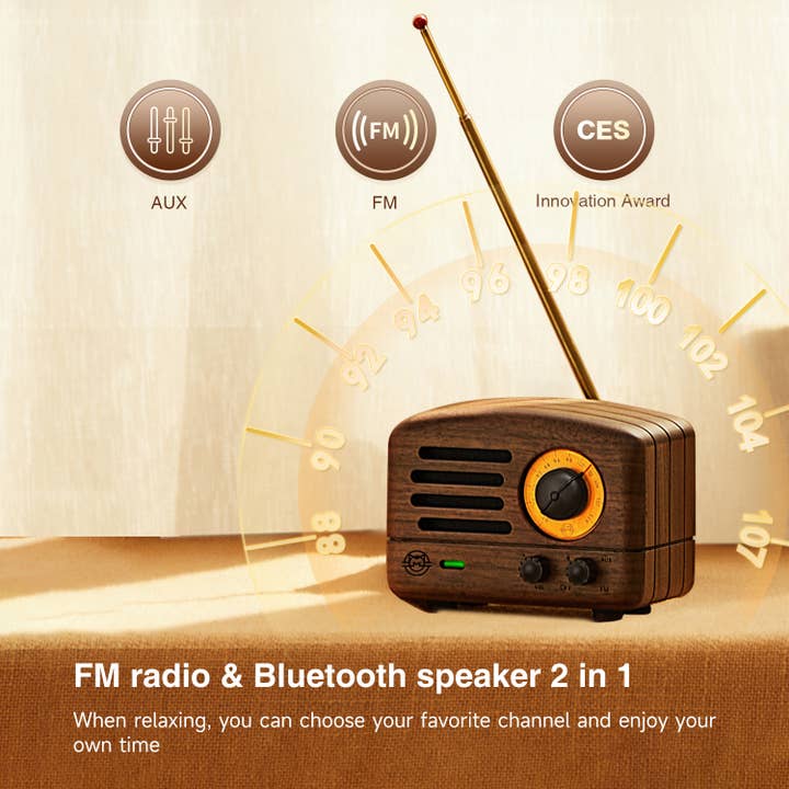Walnutwood MUZEN OTR Wood and Utopia Retro Portable FM Radio Bluetooth for wholesale on Faire7